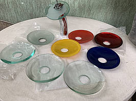 Кран (змішувач) для умивальника "Водоспад" високий (синій, жовтий, чеквоний)