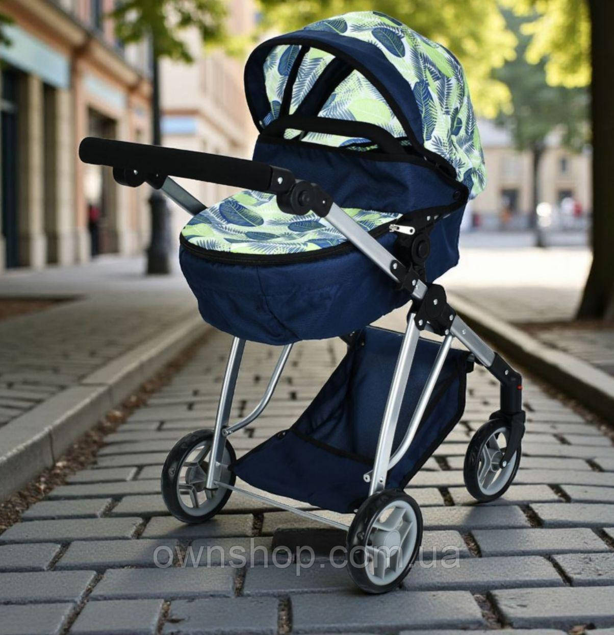 Коляска класична для ляльки 9643, металеві, висота до ручки - 67 см,синя, фото 1