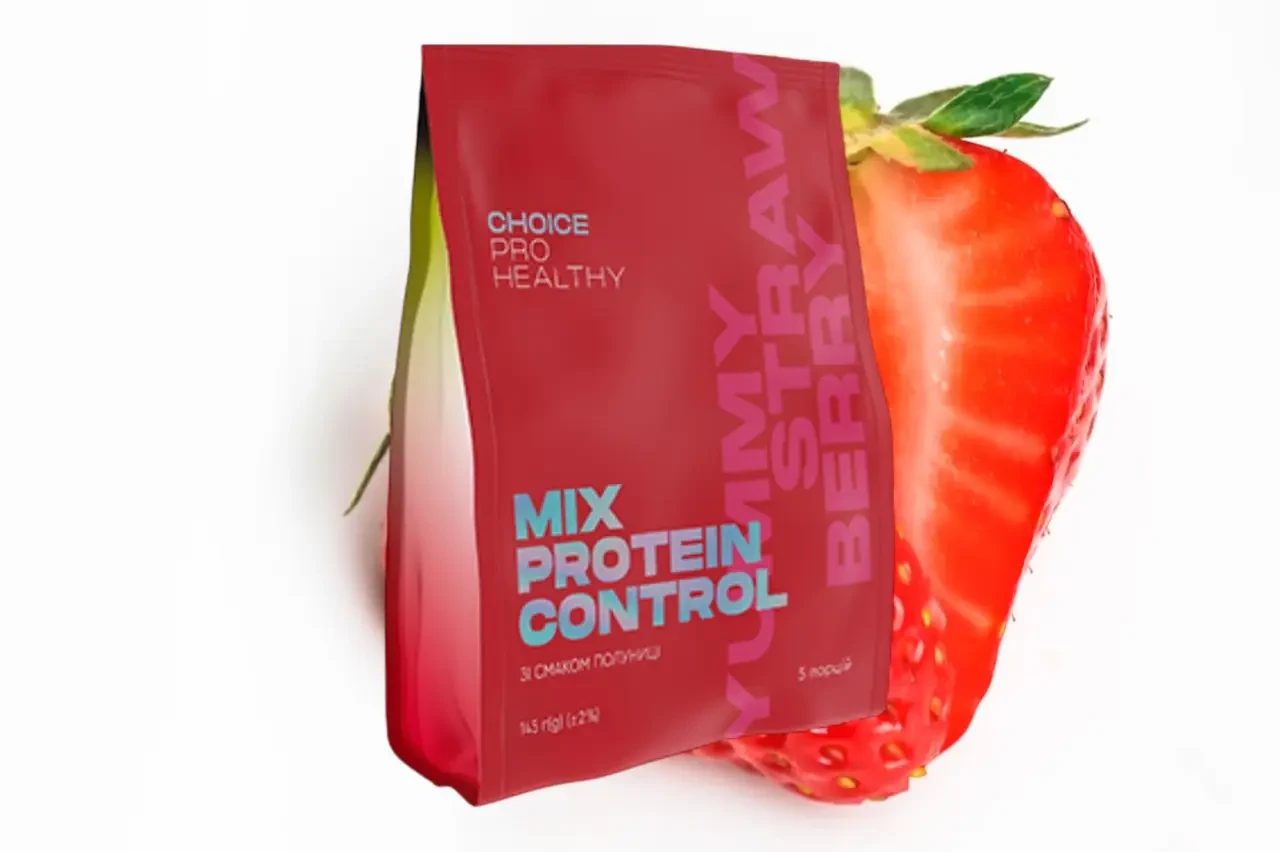 Протеїновий коктейль зі смаком полуниці для контролю або для збільшення ваги Mix Protein Control Yummy Strawberry PRO HEALTHY CHOI