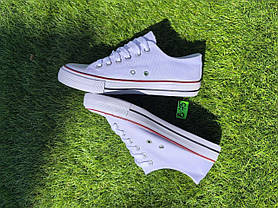 СКІДКА 38 р Конверси жіночі БІЛІ кеди кросівки в стилі chuck teylor чоловічі унісекс текстиль демі, фото 4