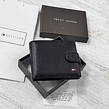 Чоловічий брендовий гаманець із натуральної шкіри на кнопці Tommy (6605), фото 3