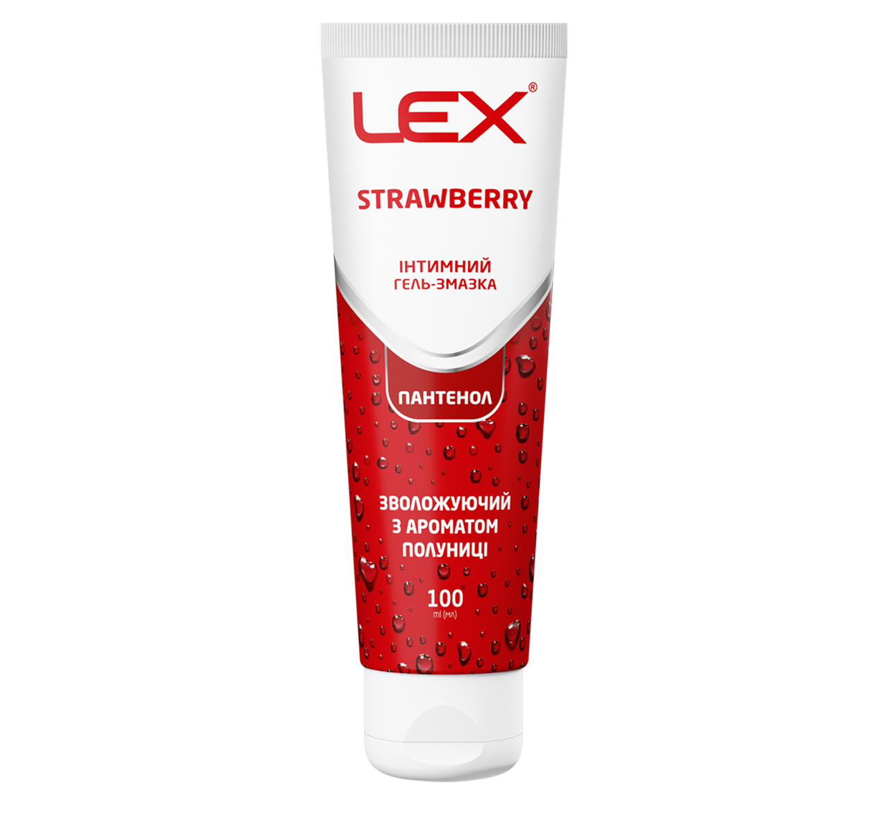 Інтимний зволожуючий гель-змазка LEX STRAWBERRY з D-пантенолом та ароматом полуниці, 100мл, фото 1