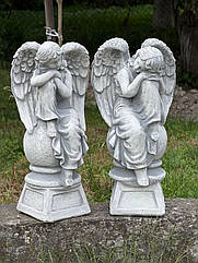 Набір Ангелів на постаменті з бетону, комплект Ангел з арт-бетону на могилу, 41 см
