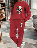 Теплий жіночий костюм з принтом" Череп з трояндами", фото 2