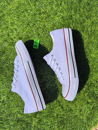 СКІДКА 38 р Конверси жіночі БІЛІ кеди кросівки в стилі chuck teylor чоловічі унісекс текстиль демі, фото 3