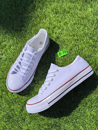 СКІДКА 38 р Конверси жіночі БІЛІ кеди кросівки в стилі chuck teylor чоловічі унісекс текстиль демі, фото 5