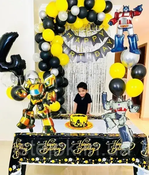 Набір куль для арки "Трансформери" з цифрою та шторкою, фото 1