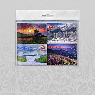 Набір магнітів А8 на картоні 4 штуки Буковель в асортименті Голографія скло