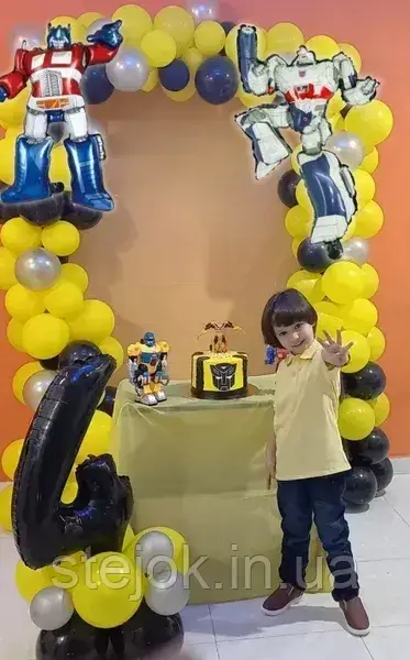 Набір куль для арки "Трансформери" з чорною цифрою-стійкою, фото 1