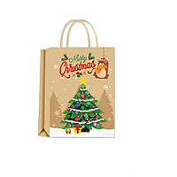 Подарунковий крафт пакет "Ялинка" (21*15*8 см) 1 шт.