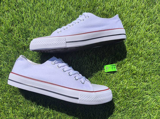 УЧЕНКА 38 р Конверси жіночі БІЛІ кеди кросівки в стилі chuck teylor чоловічі унісекс текстиль демі, фото 3