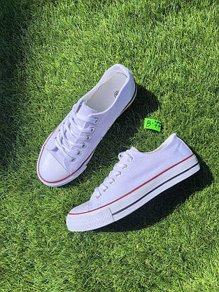 УЧЕНКА 38 р Конверси жіночі БІЛІ кеди кросівки в стилі chuck teylor чоловічі унісекс текстиль демі, фото 2