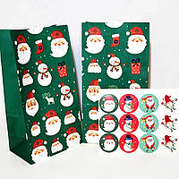 Пакет саше+наліпка "Санта" зелений 24*13*8 см (12 шт.)