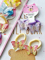 Резинки для волосся дитячі оптом 10 пар/уп МЕТЕЛИК ЗІ СТРАЗАМИ