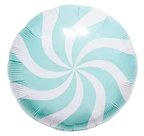 Фольгована кулька круг "Льодяник" аквамарин макарун 18"(45см) 1шт.