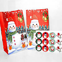 Пакет саше+наліпка "Сніговик" червоний 24*13*8 см (12 шт.)