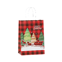 Подарунковий крафт пакет "Сани" (33*26*12 см) 1 шт.