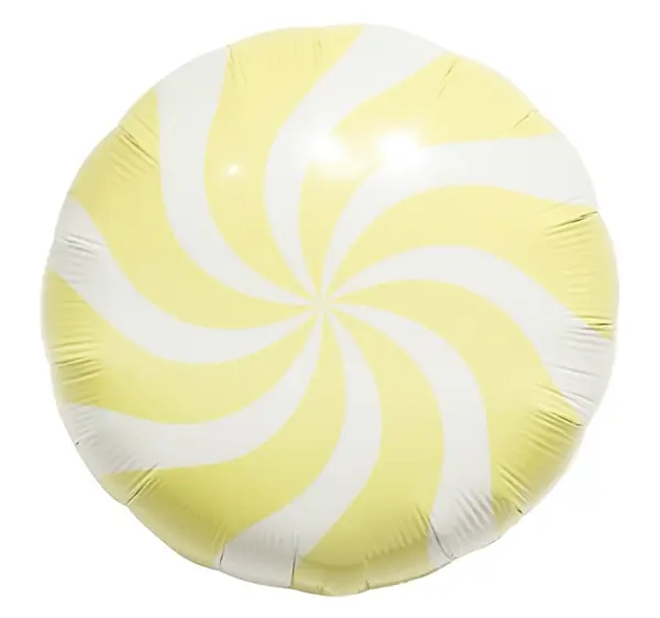 Фольгована кулька круг "Льодяник" жовта макарун 18"(45см) 1шт.