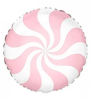 Фольгована кулька круг "Льодяник" рожева макарун 18"(45см) 1шт.