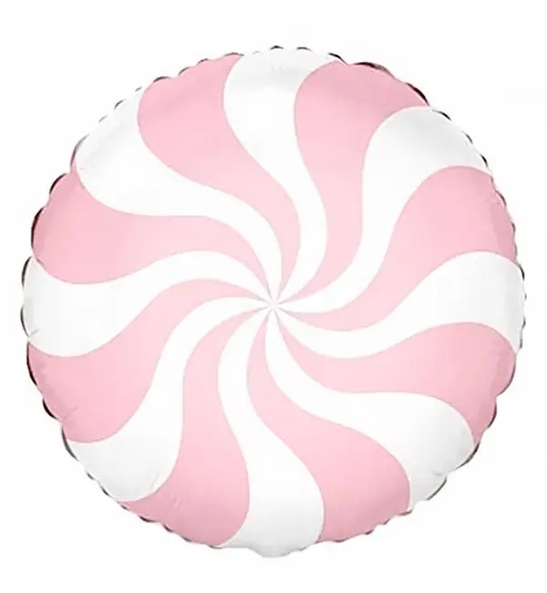 Фольгована кулька круг "Льодяник" рожева макарун 18"(45см) 1шт.