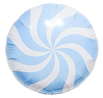 Фольгована кулька круг "Льодяник" блакитна макарун 18"(45см) 1шт.
