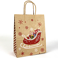 Подарунковий крафт пакет "Санчата" (33*26*12 см) 1 шт.