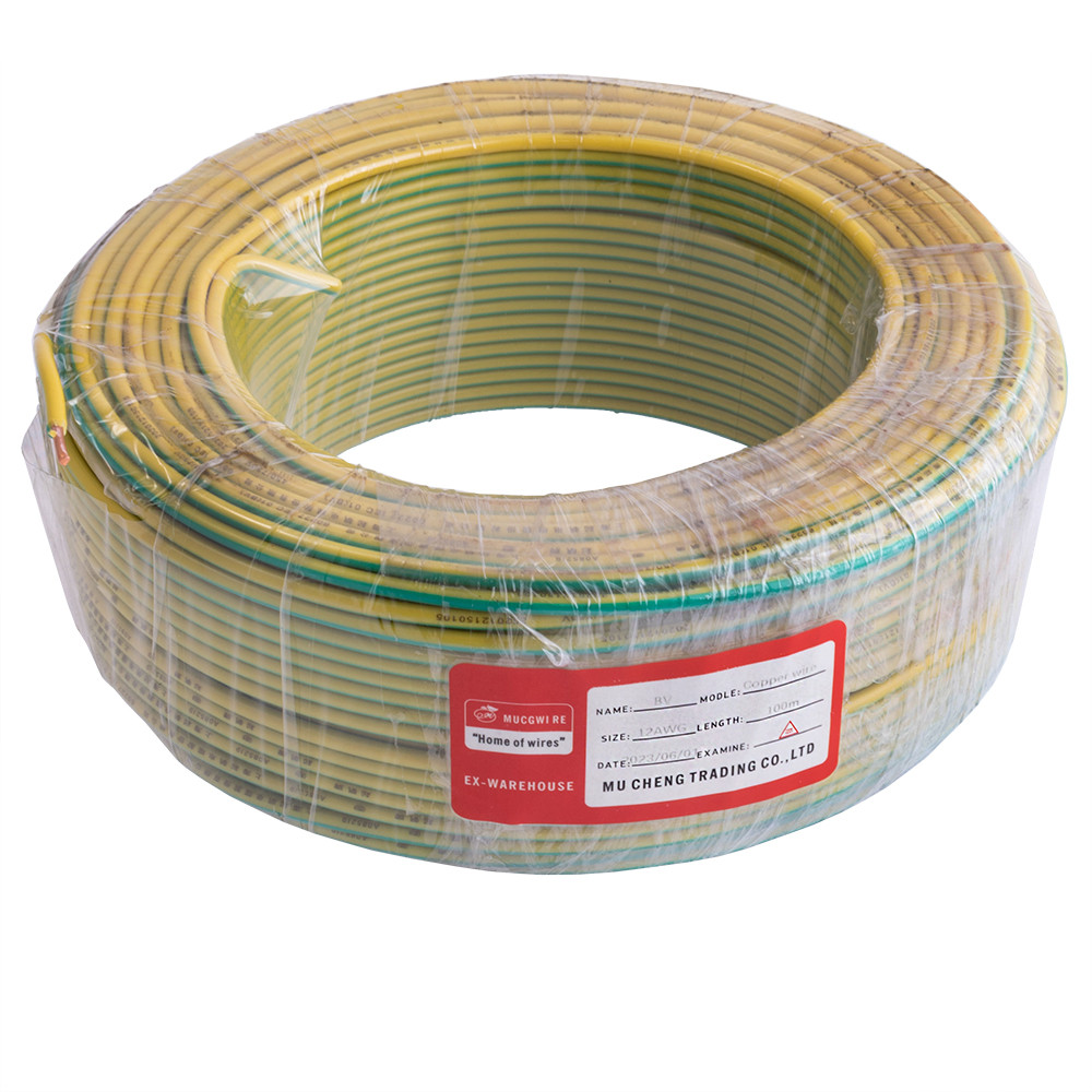 Дріт монолітний 4.0mm2 (12AWG/D2.25 мм, мідь, PVC), жовто-зелений, 1 м
