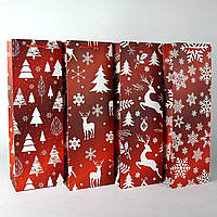 Подарунковий пакет для пляшки "Новорічний" (36*12*9см) 12шт.