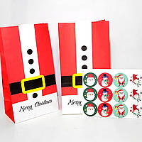 Пакет саше+наліпка "Merry Christmas" червоний 24*13*8 см (12 шт.)