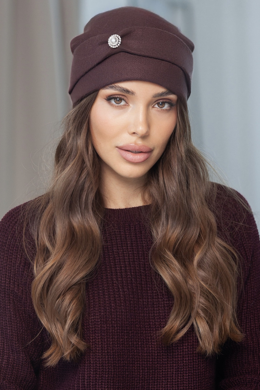 Жіноча шапка з кашеміру "Дебора", колір шоколад