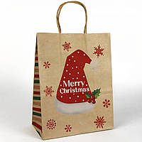 Подарунковий крафт пакет "Merry Christmas" (33*26*12см) 1 шт.