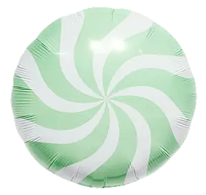 Фольгована кулька круг "Льодяник" м'ятна макарун 18"(45см) 1шт.