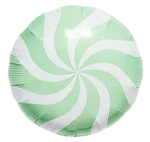 Фольгована кулька круг "Льодяник" м'ятна макарун 18"(45см) 1шт.