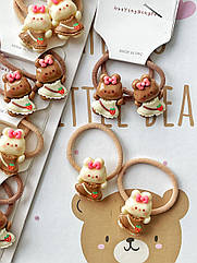 Резинки для волосся дитячі оптом 10 пар/уп ЗАЯЦЬ З БАНТИКОМ