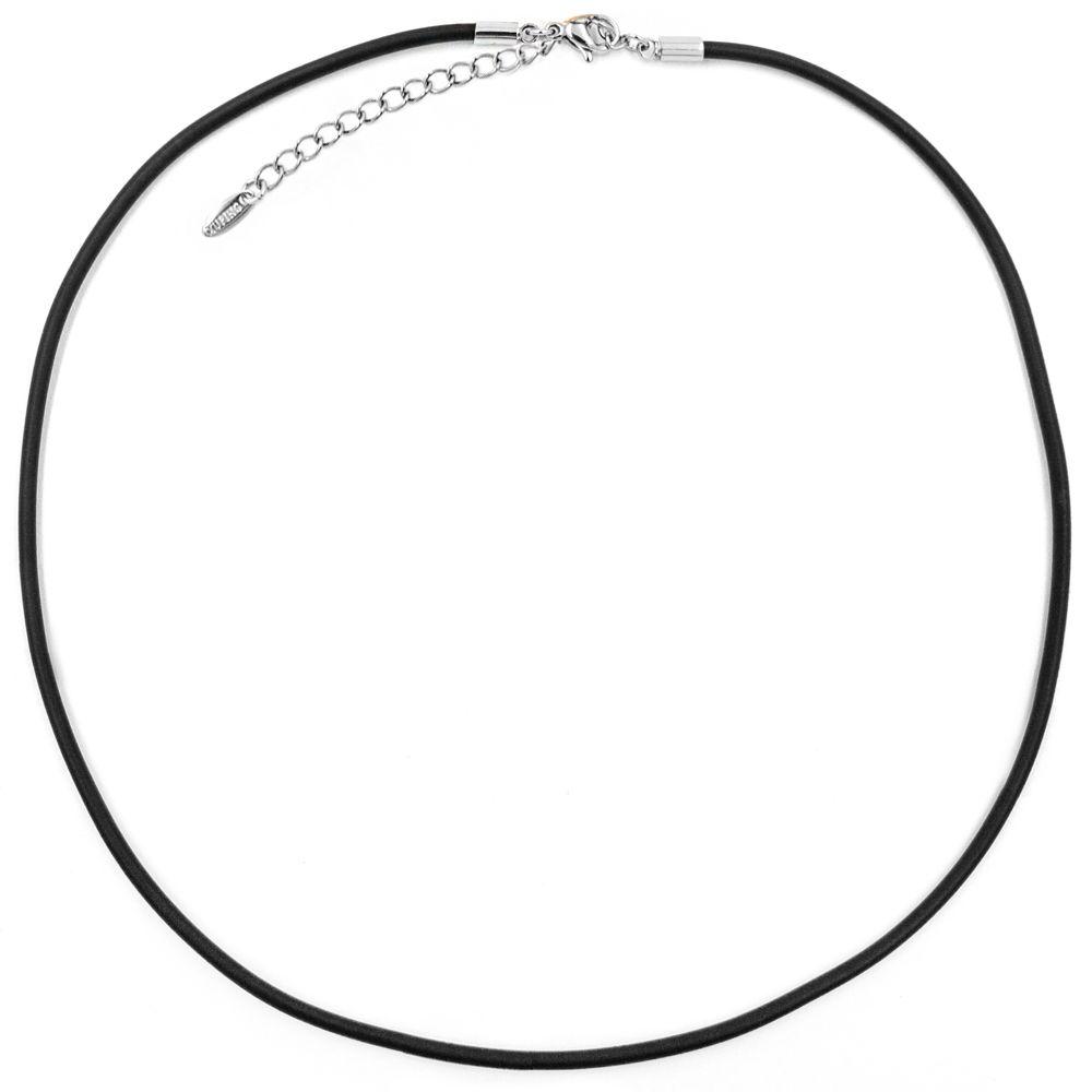 Шнурок на шию чорний каучуковий 0.3/55+5.5 см родіум, фото 1