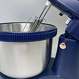 Міксер кухонний 1600W Hoffmans HM-6631 з обертовою чашею 4.5л і підставкою 5 режимів ручний Синій, фото 4