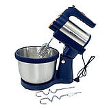 Міксер кухонний 1600W Hoffmans HM-6631 з обертовою чашею 4.5л і підставкою 5 режимів ручний Синій, фото 2
