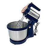 Міксер кухонний 1600W Hoffmans HM-6631 з обертовою чашею 4.5л і підставкою 5 режимів ручний Синій, фото 10