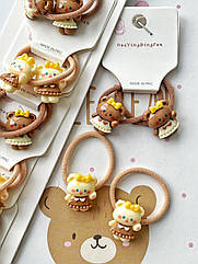 Резинки для волосся дитячі оптом 10 пар/уп ВЕДМЕДИК З БАНТИКОМ