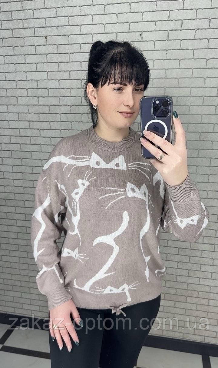 Светр жіночий на зав'язці кашемір оптом (48-54) Китай 25502-140877