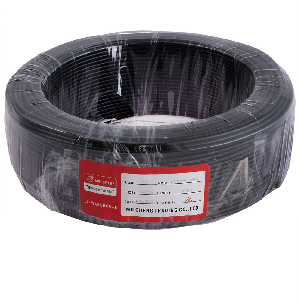 Дріт монолітний 1.5mm2 (16AWG/D1.38 мм, мідь, PVC), чорний, 1 м