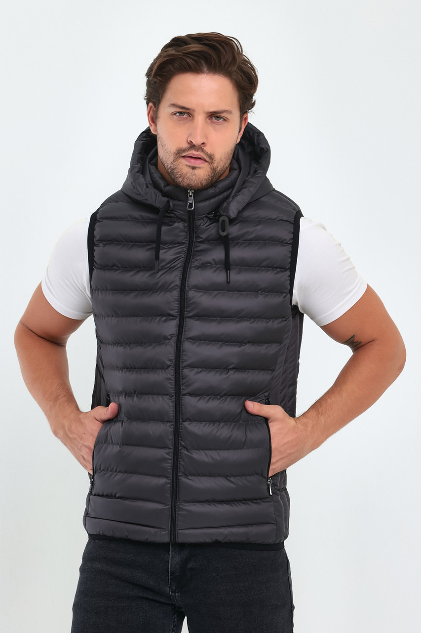 Чоловіча стильна жилетка сіра повсякденна, великі розміри, якісний чоловічий жилет батал