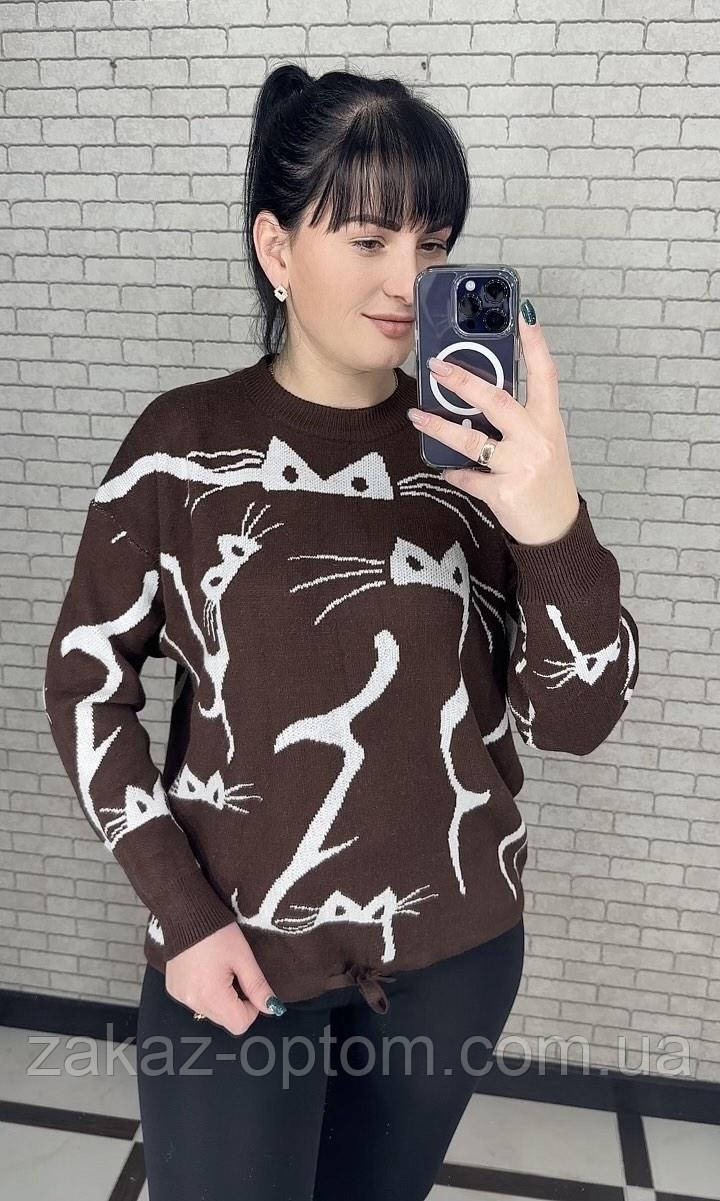 Светр жіночий на зав'язці кашемір оптом (48-54) Китай 25502-140881