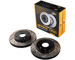 Гальмівні диски Лачетті, Нубіра, Еванда, Такума, передні, з перфорацією, насічками, GRAPHITE Line, компл. 2шт