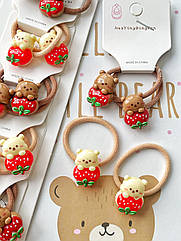 Резинки для волосся дитячі оптом 10 пар/уп ВЕДМЕДИК З ПОЛУНИЦЕЮ