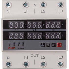 Реле контролю напруги та струму CNC YC9VA-3 63A