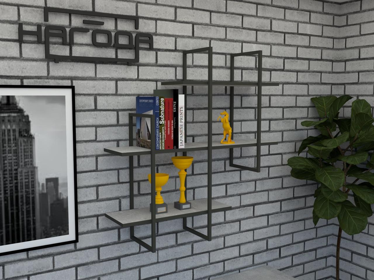 Полиця ЛОФТ на стіну із ЛДСП з металевим каркасом, колір Бетон індастріал, фото 1