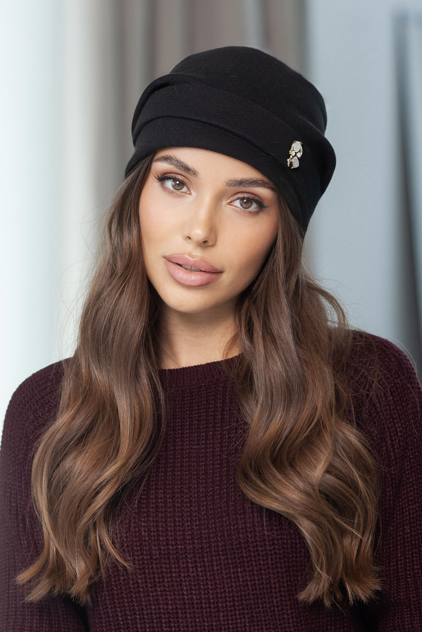 Жіноча шапка з кашеміру "Далія", колір чорний