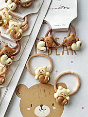 Резинки для волосся дитячі оптом 10 пар/уп ВЕДМЕДИК З СЕРЦЕМ