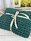 В'язаний плюшевий плед ручної роботи, 90*120см, смарагдовий, фото 2